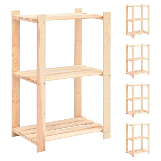 Berkfield 3-Tier Storage Racks 5 pcs 60x38x90 cm Solid Pinewood 150 kg