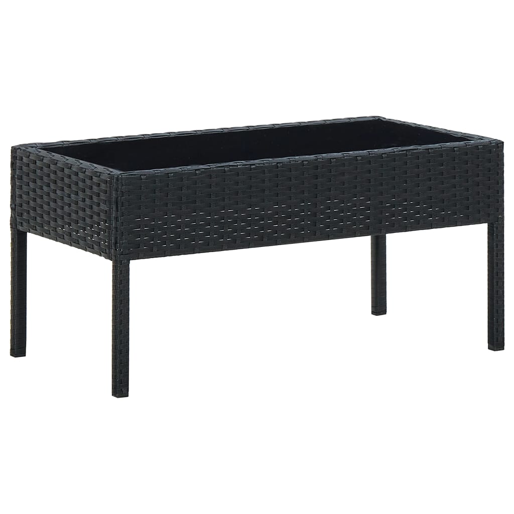 Berkfield Garden Table Black 75x40x37 cm Poly Rattan