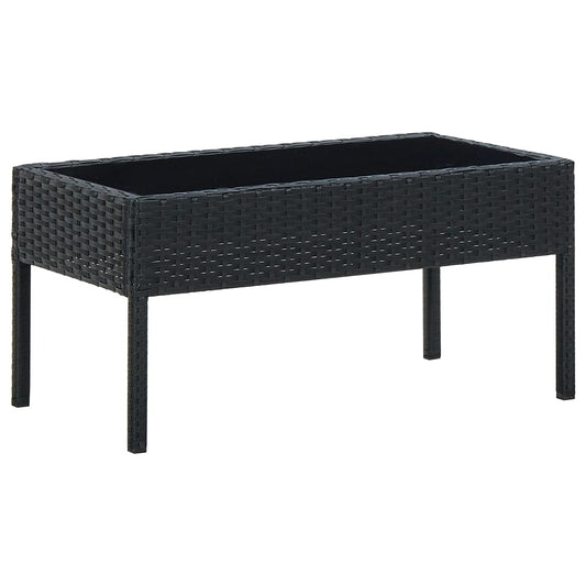 Berkfield Garden Table Black 75x40x37 cm Poly Rattan