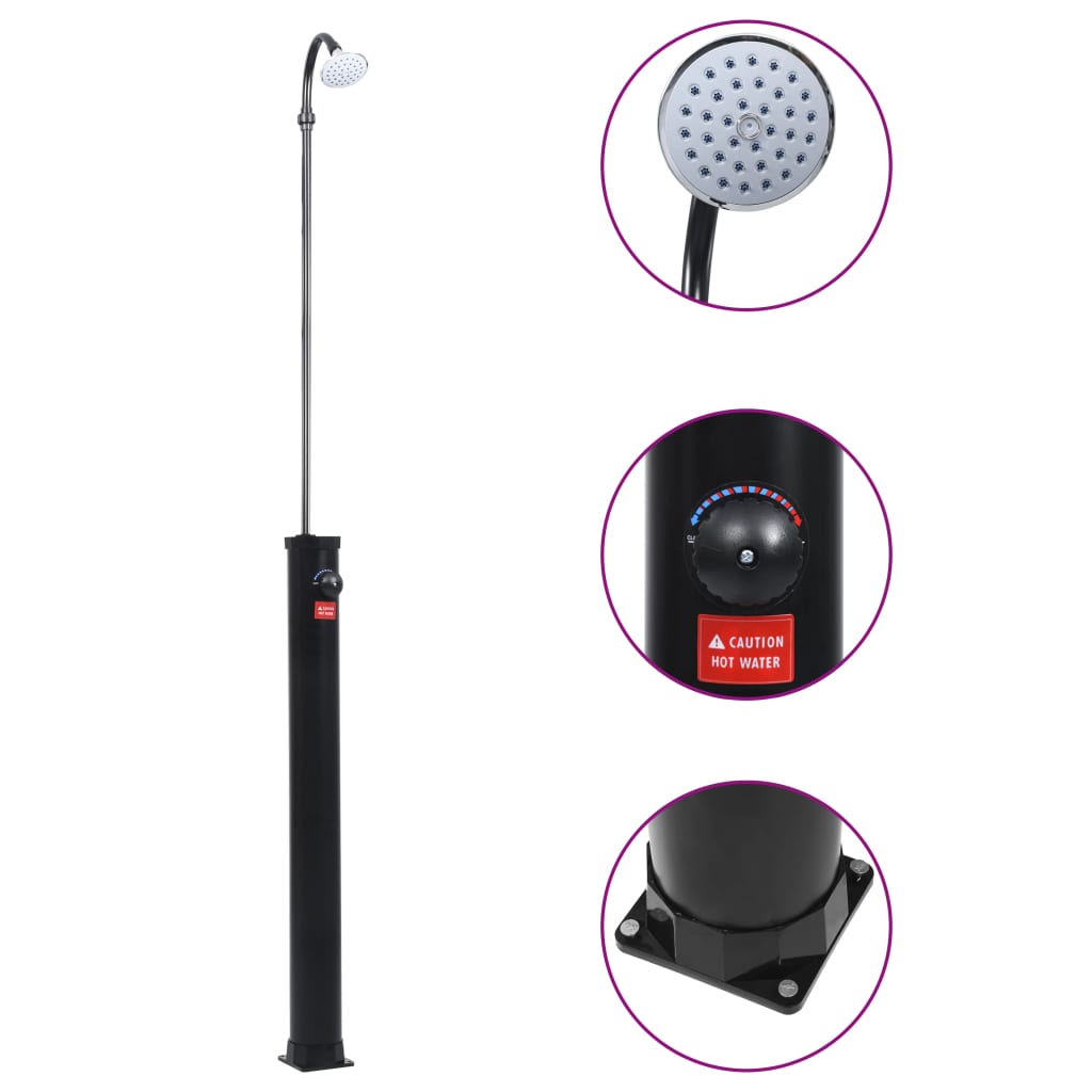 Berkfield Garden Solar Shower Black 215 cm 8 L