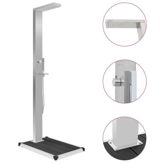 Berkfield Outdoor Shower with Tray WPC Stainless Steel