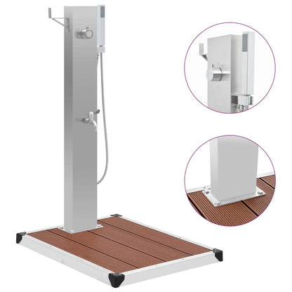 Berkfield Outdoor Shower with Tray WPC Stainless Steel