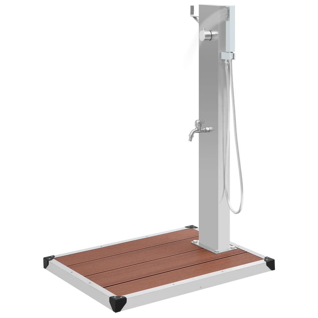 Berkfield Outdoor Shower with Tray WPC Stainless Steel
