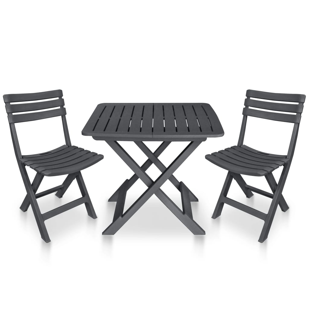 Berkfield 3 Piece Folding Bistro Set Plastic Anthracite