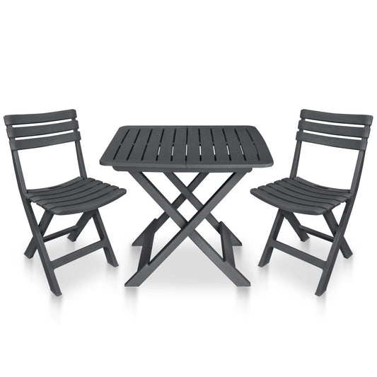 Berkfield 3 Piece Folding Bistro Set Plastic Anthracite