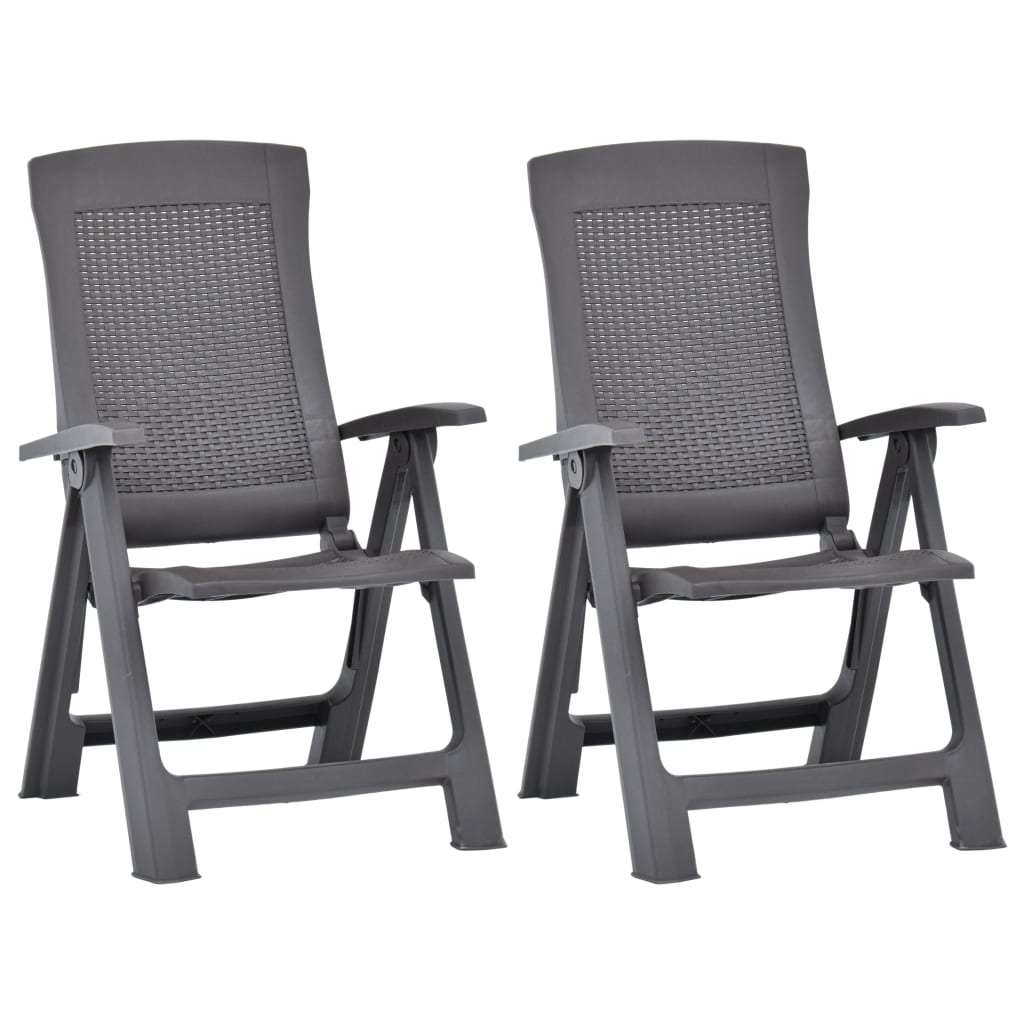 Berkfield Garden Reclining Chairs 2 pcs Plastic Mocca