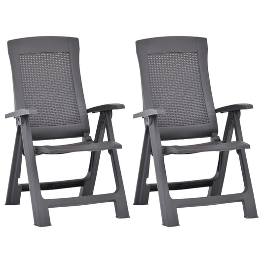 Berkfield Garden Reclining Chairs 2 pcs Plastic Mocca