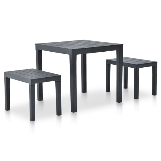 Berkfield Garden Table with 2 Benches Plastic Anthracite