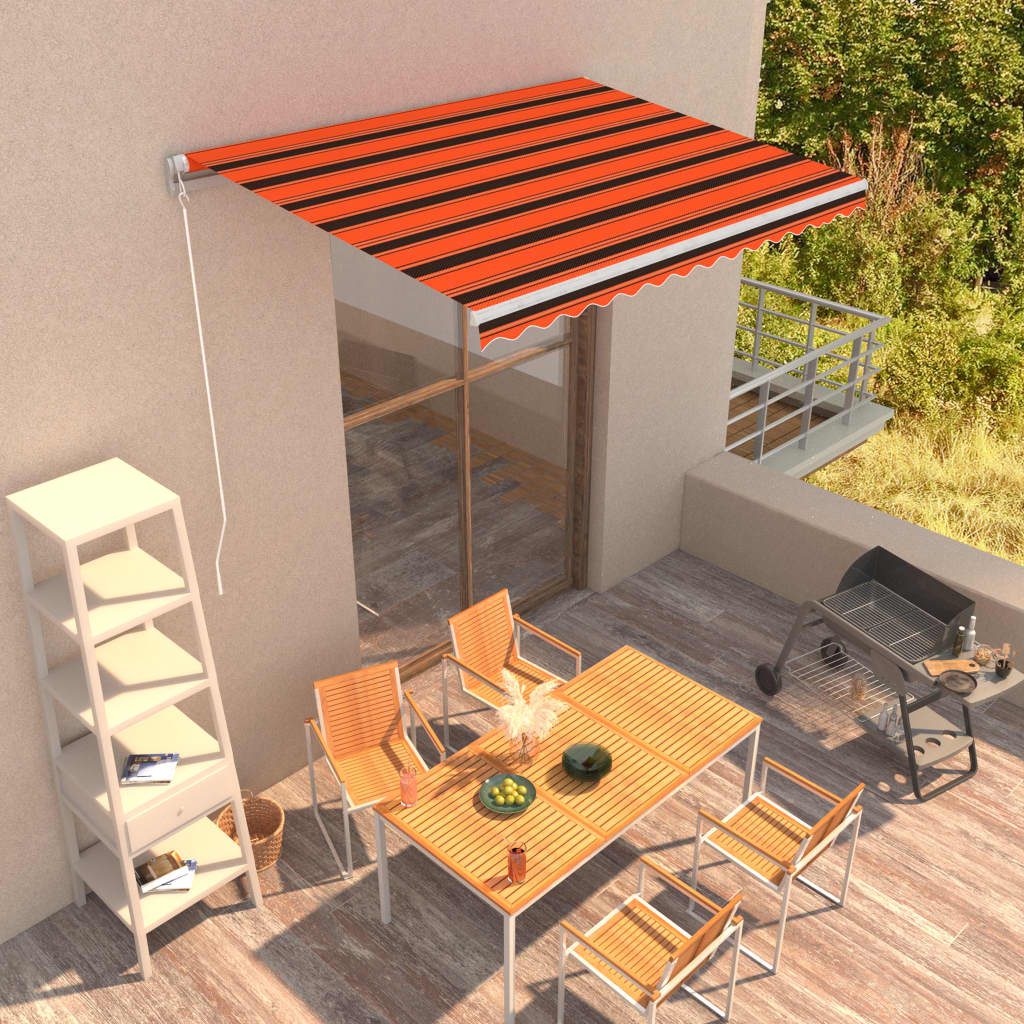 Berkfield Manual Retractable Awning 350x250 cm Orange and Brown