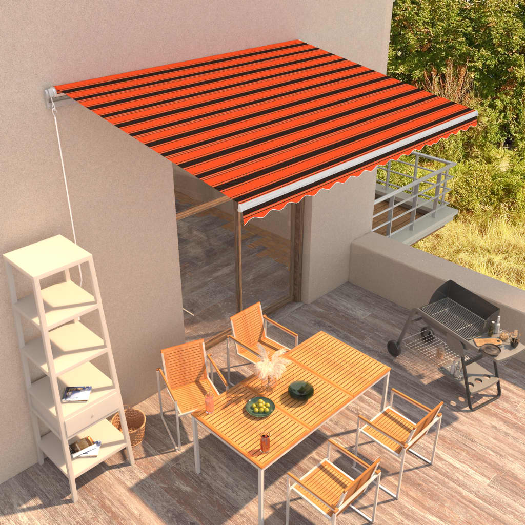 Berkfield Manual Retractable Awning 400x300 cm Orange and Brown
