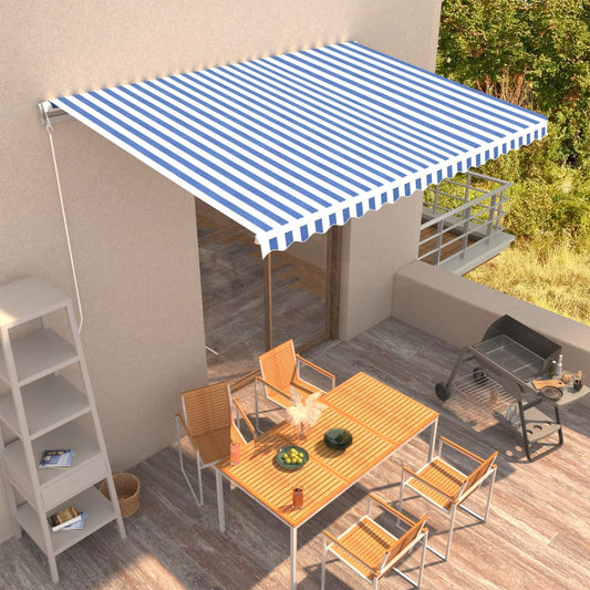 Berkfield Manual Retractable Awning 450x300 cm Blue and White