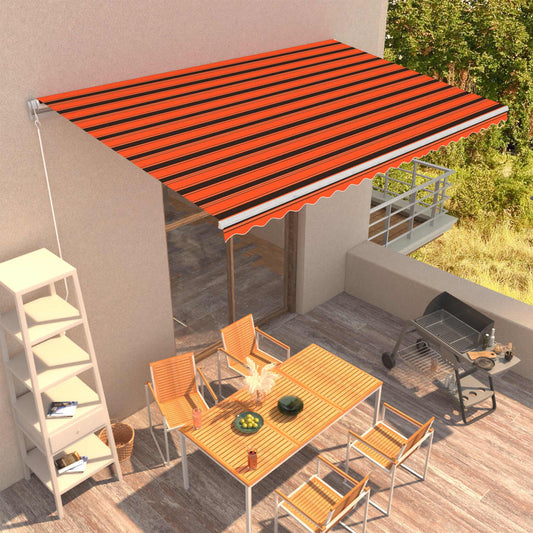 Berkfield Manual Retractable Awning 500x300 cm Orange and Brown