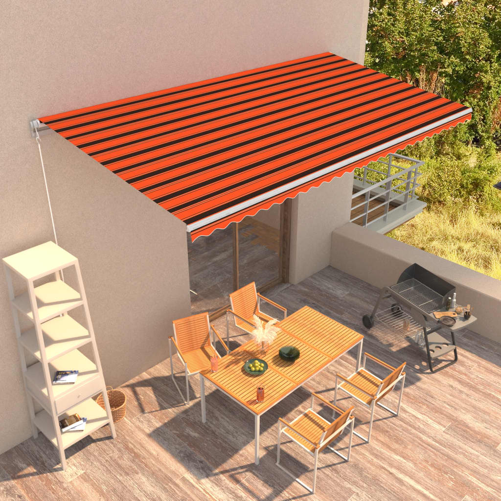 Berkfield Manual Retractable Awning 600x300 cm Orange and Brown