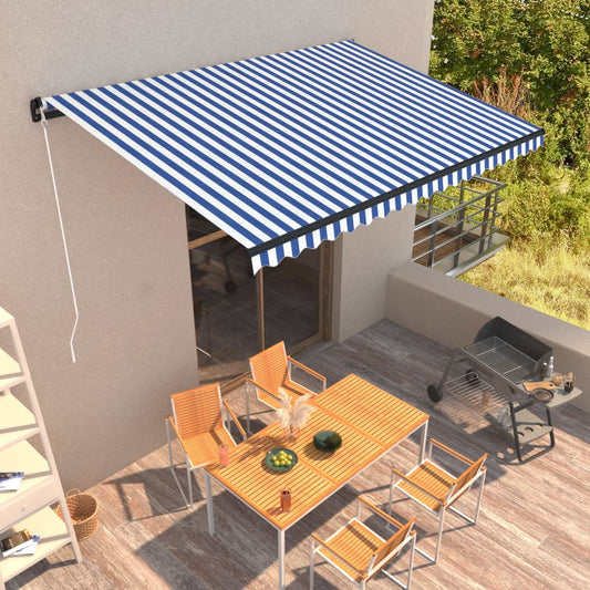 Berkfield Manual Retractable Awning 450x300 cm Blue and White