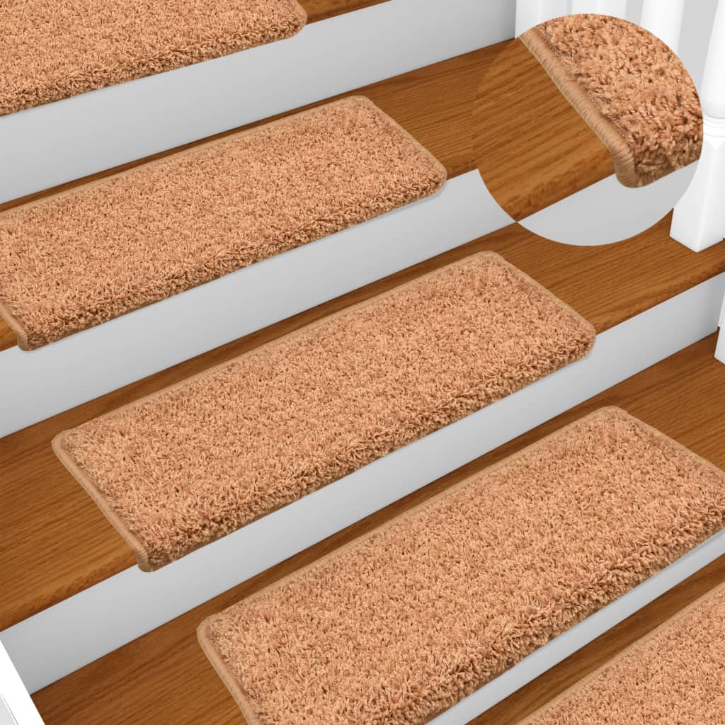 Berkfield Carpet Stair Treads 15 pcs 65x21x4 cm Brown