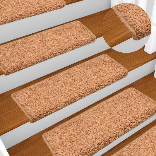 Berkfield Carpet Stair Treads 15 pcs 65x21x4 cm Brown
