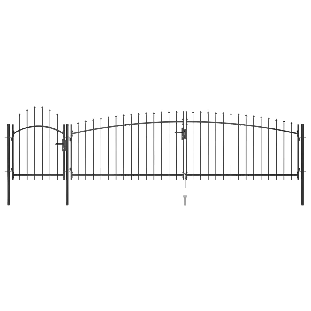 Berkfield Garden Fence Gate with Spear Top 5x1.5 m Black