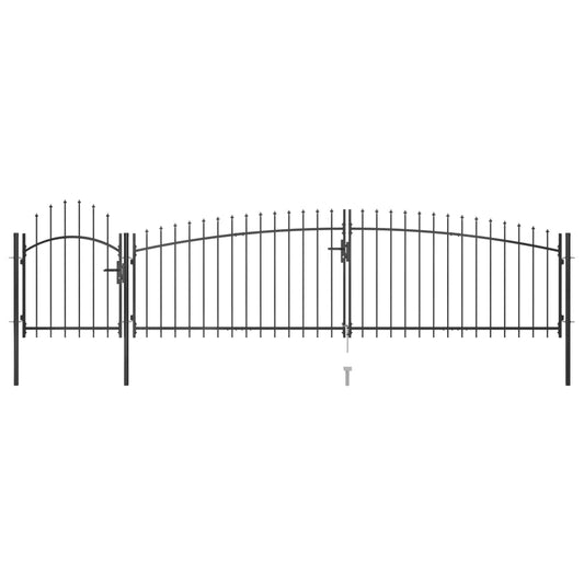 Berkfield Garden Fence Gate with Spear Top 5x1.5 m Black