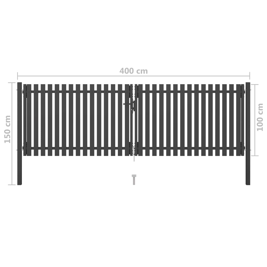 Berkfield Garden Fence Gate Steel 4x1.5 m Anthracite