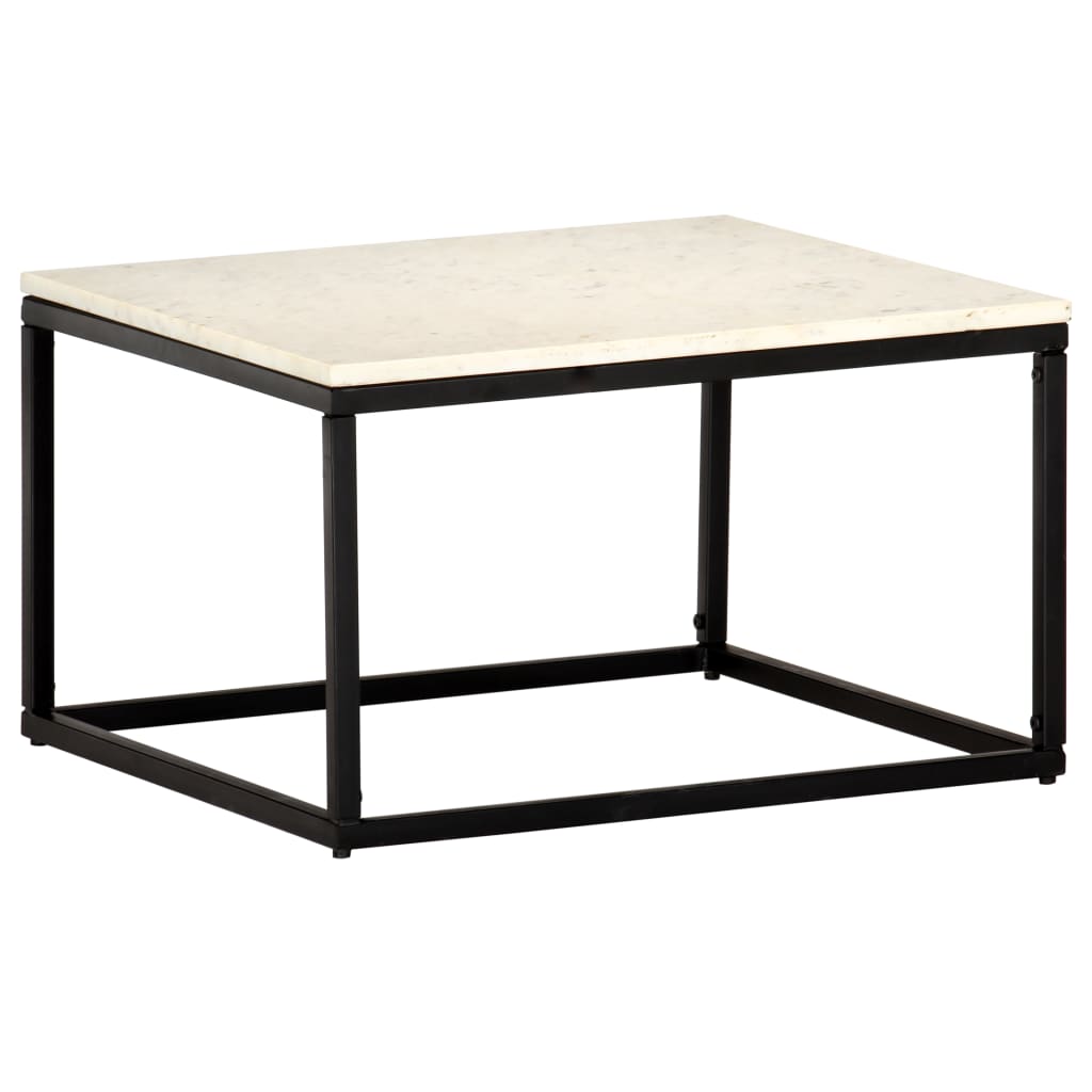 Berkfield Coffee Table White 60x60x35 cm Real Stone with Marble Texture