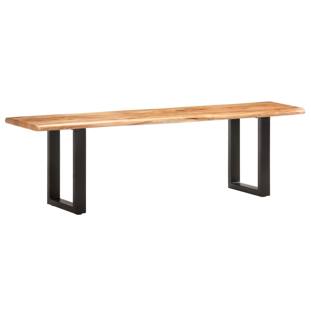 Berkfield Live Edge Bench 160 cm Solid Acacia Wood and Steel