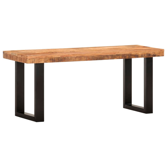 Berkfield Bench 110 cm Solid Rough Mango Wood and Steel
