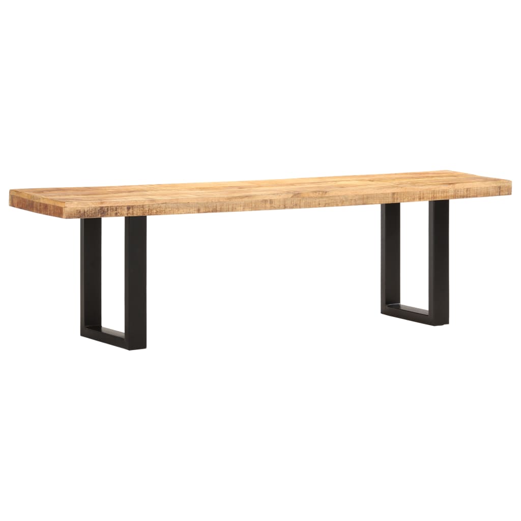 Berkfield Bench 160 cm Solid Rough Mango Wood and Steel