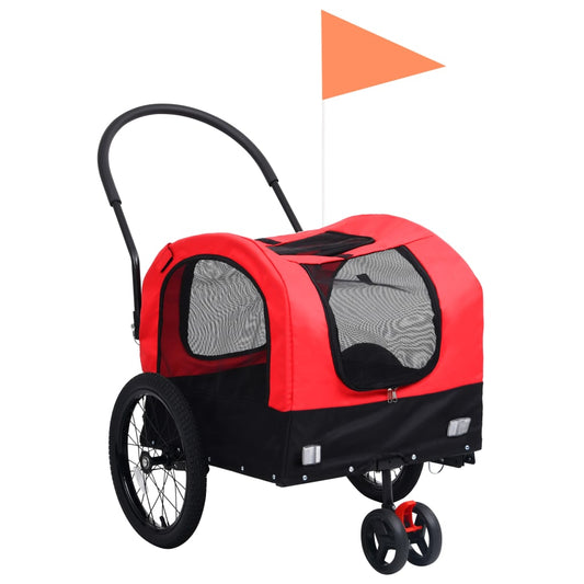Berkfield 2-in-1 Pet Bike Trailer & Jogging Stroller Red and Black