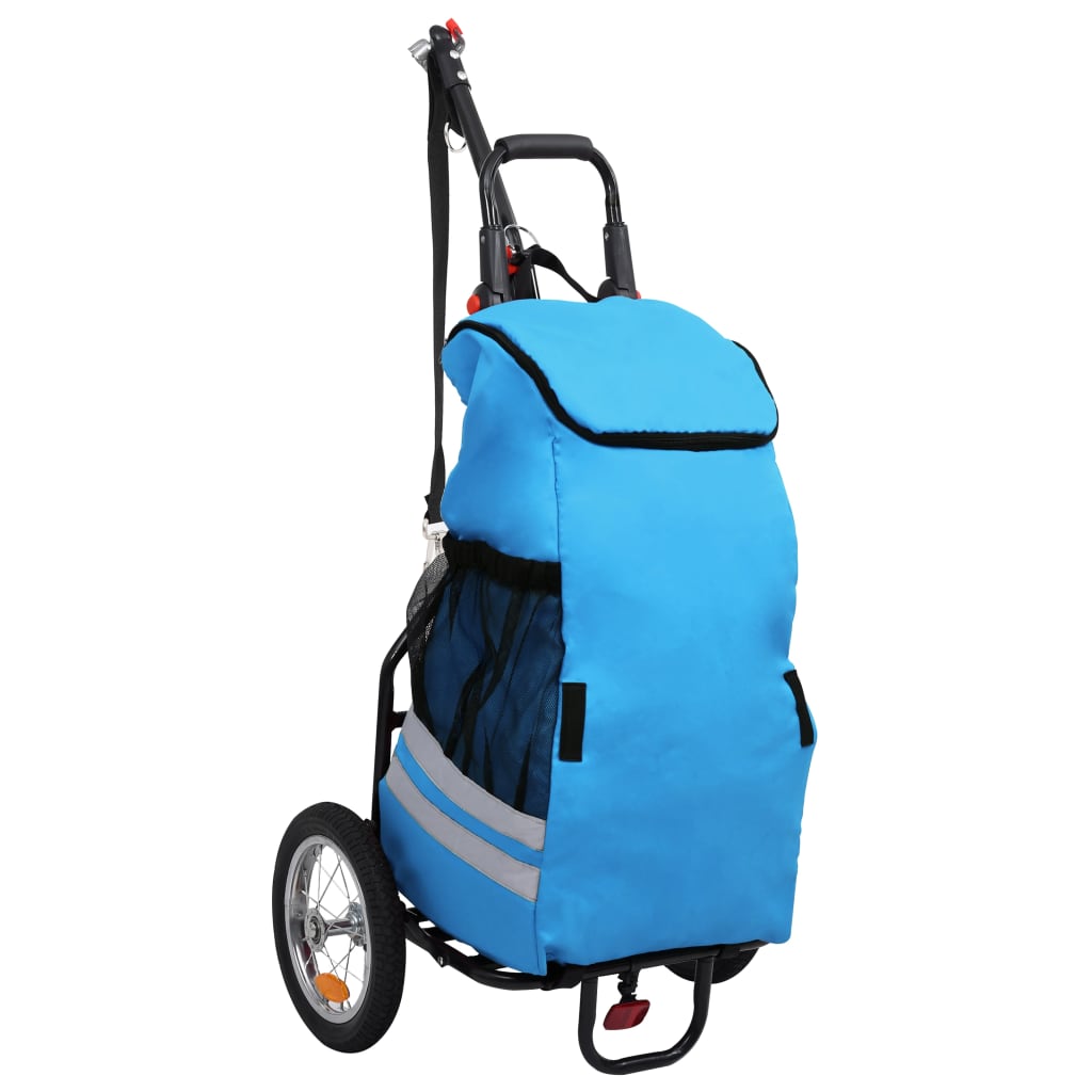 Berkfield Folding Cargo Bike Trailer with Grocery Bag Blue and Black