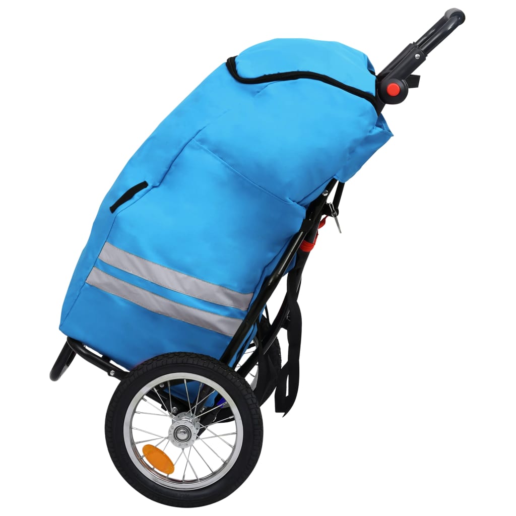 Berkfield Folding Cargo Bike Trailer with Grocery Bag Blue and Black