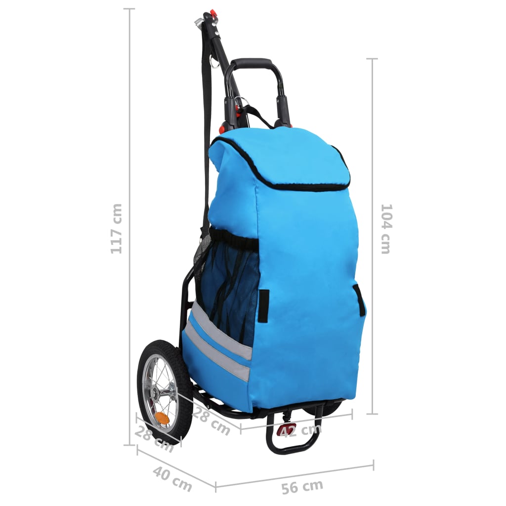 Berkfield Folding Cargo Bike Trailer with Grocery Bag Blue and Black