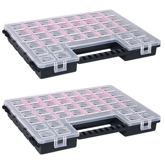 Berkfield Assortment Boxes 2 pcs with Adjustable Dividers 385x283x50 mm Plastic