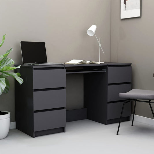 Berkfield Writing Desk Grey 140x50x77 cm Engineered Wood