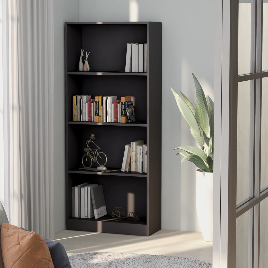 Berkfield 4-Tier Book Cabinet Grey 60x24x142 cm Engineered Wood