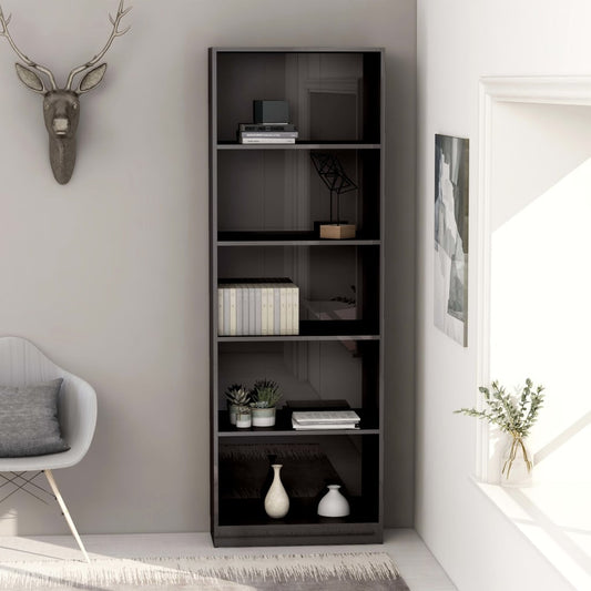 Berkfield 5-Tier Book Cabinet High Gloss Grey 60x24x175 cm Engineered Wood