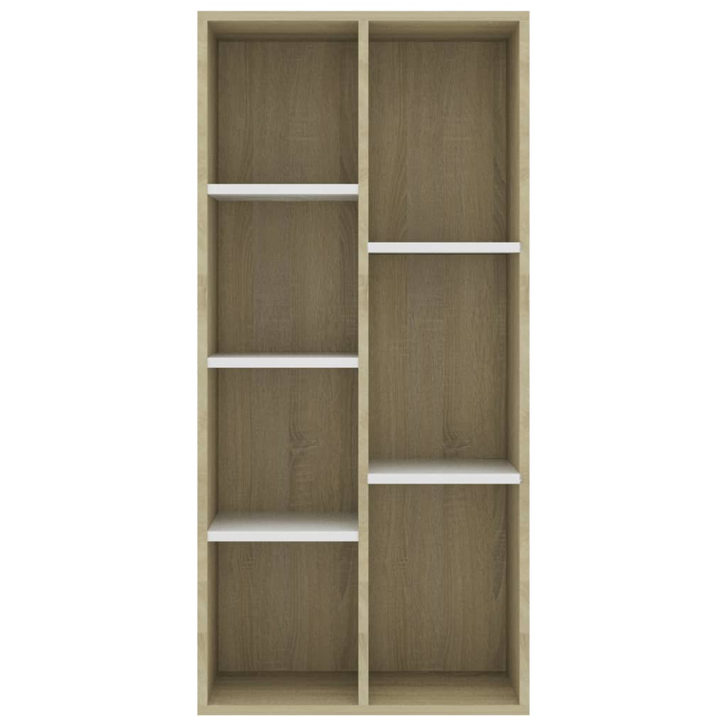 Berkfield Book Cabinet White and Sonoma Oak 50x25x106 cm Engineered Wood