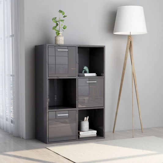 Berkfield Storage Cabinet High Gloss Grey 60x29.5x90 cm Engineered Wood