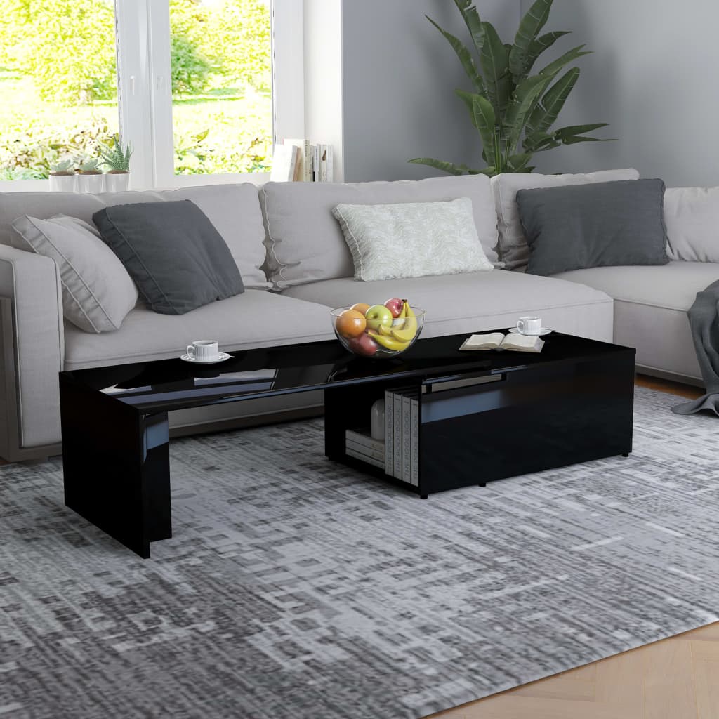 Berkfield Coffee Table High Gloss Black 150x50x35 cm Engineered Wood