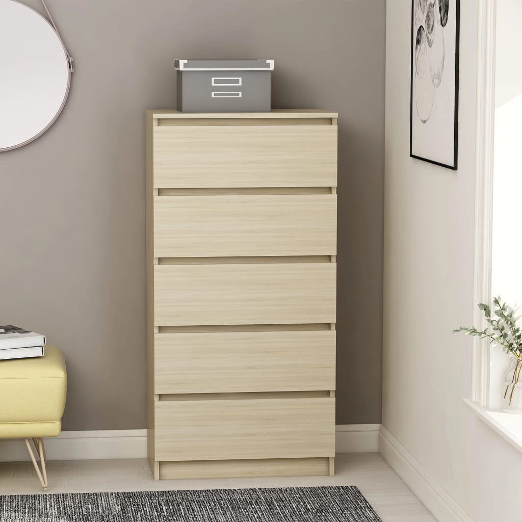 Berkfield Drawer Sideboard Sonoma Oak 60x35x121 cm Engineered Wood