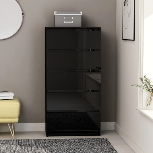 Berkfield Drawer Sideboard High Gloss Black 60x35x121 cm Engineered Wood
