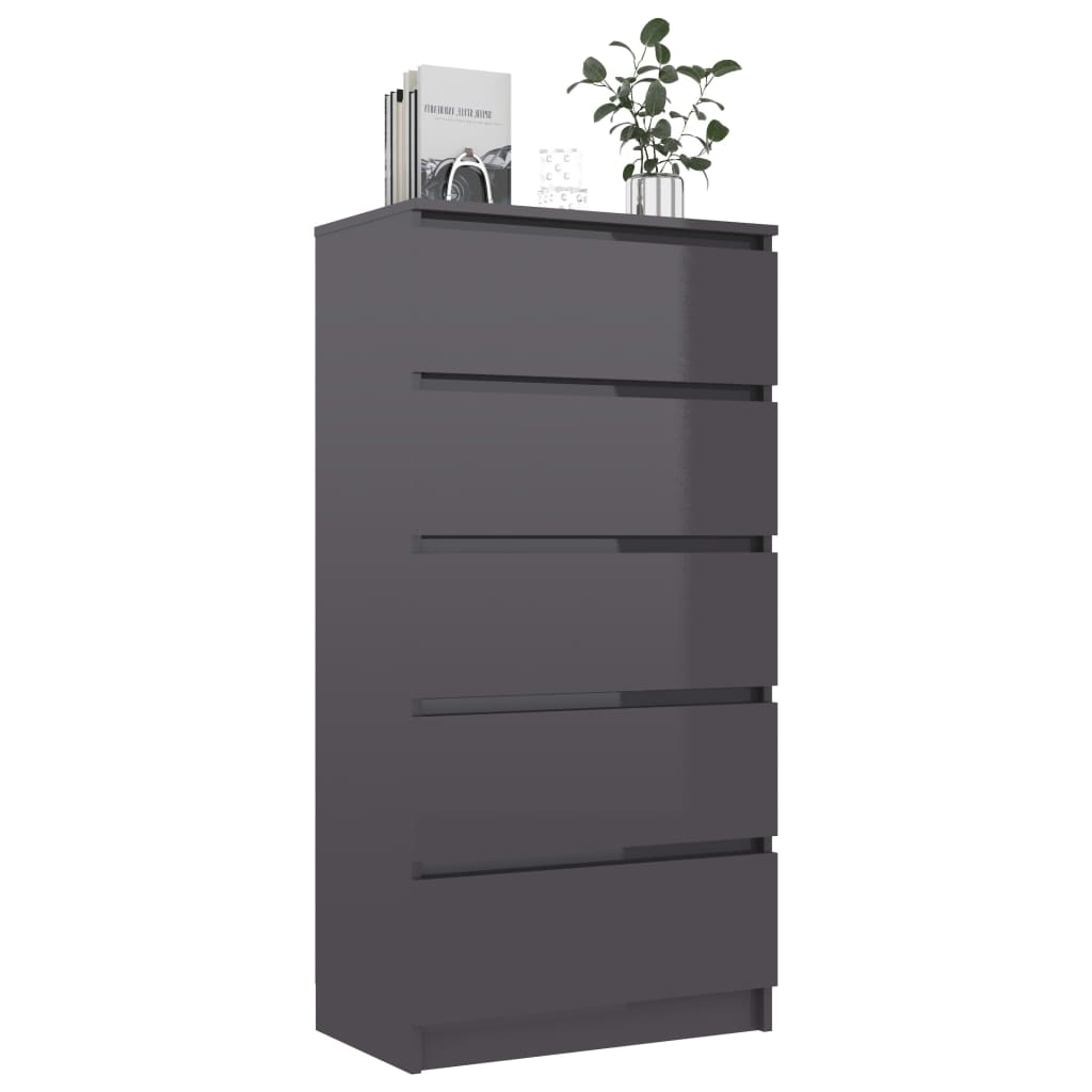 Berkfield Drawer Sideboard High Gloss Grey 60x35x121 cm Engineered Wood