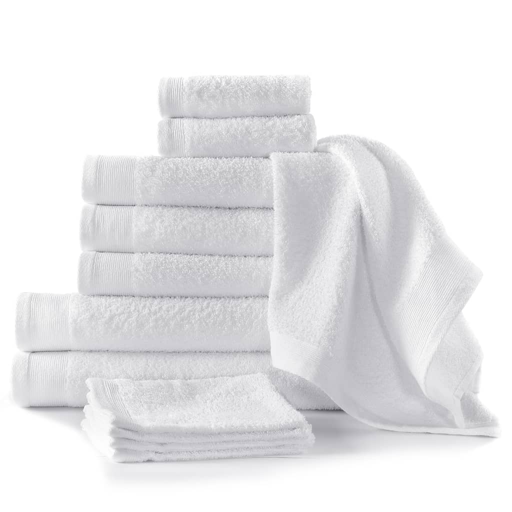 Berkfield 12 Piece Towel Set Cotton 450 gsm White