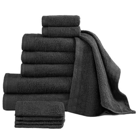 Berkfield 12 Piece Towel Set Cotton 450 gsm Black
