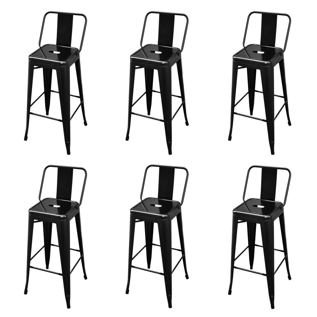 Berkfield Bar Stools 6 pcs Black Steel