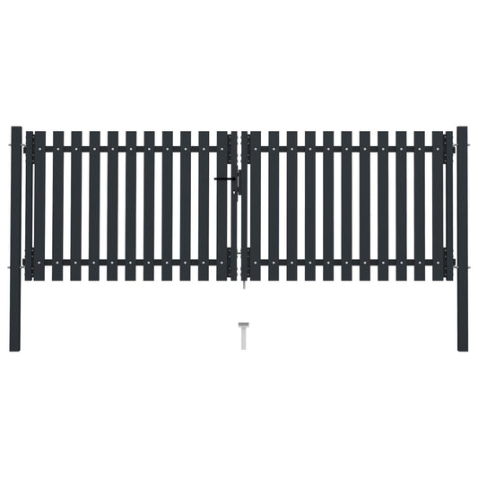 Berkfield Double Door Fence Gate Steel 306x125 cm Anthracite