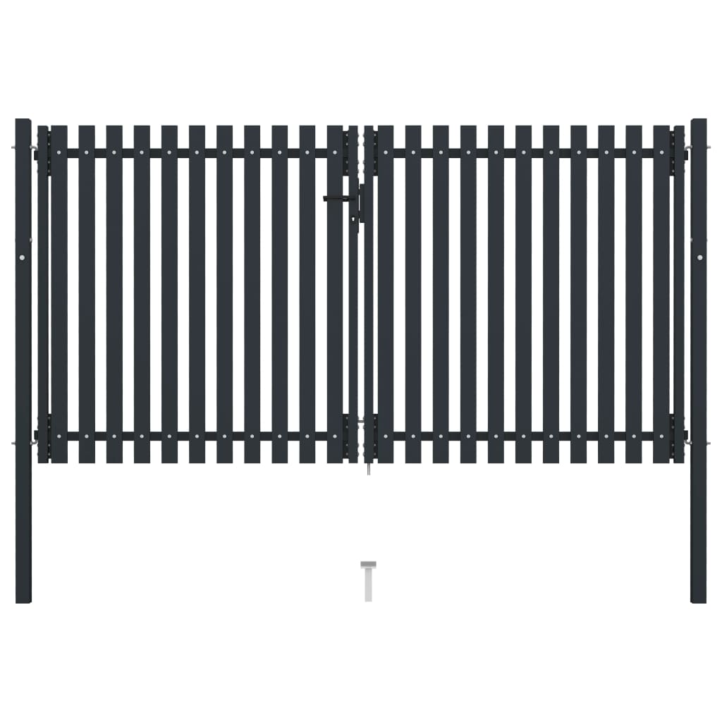 Berkfield Double Door Fence Gate Steel 306x220 cm Anthracite