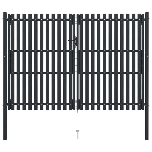 Berkfield Double Door Fence Gate Steel 306x250 cm Anthracite