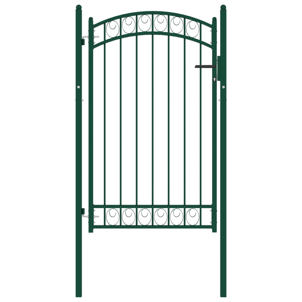Berkfield Fence Gate with Arched Top Steel 100x150 cm Green
