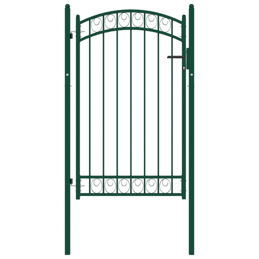 Berkfield Fence Gate with Arched Top Steel 100x150 cm Green
