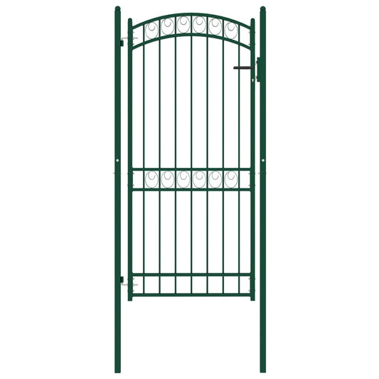 Berkfield Fence Gate with Arched Top Steel 100x200 cm Green
